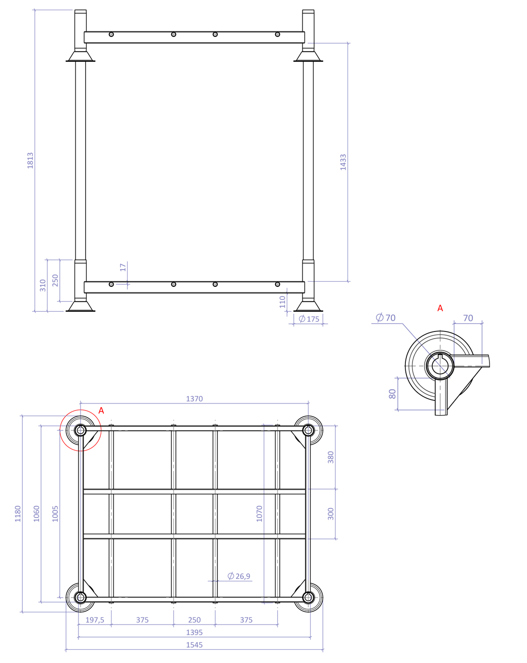 metal pallets technical drawing
