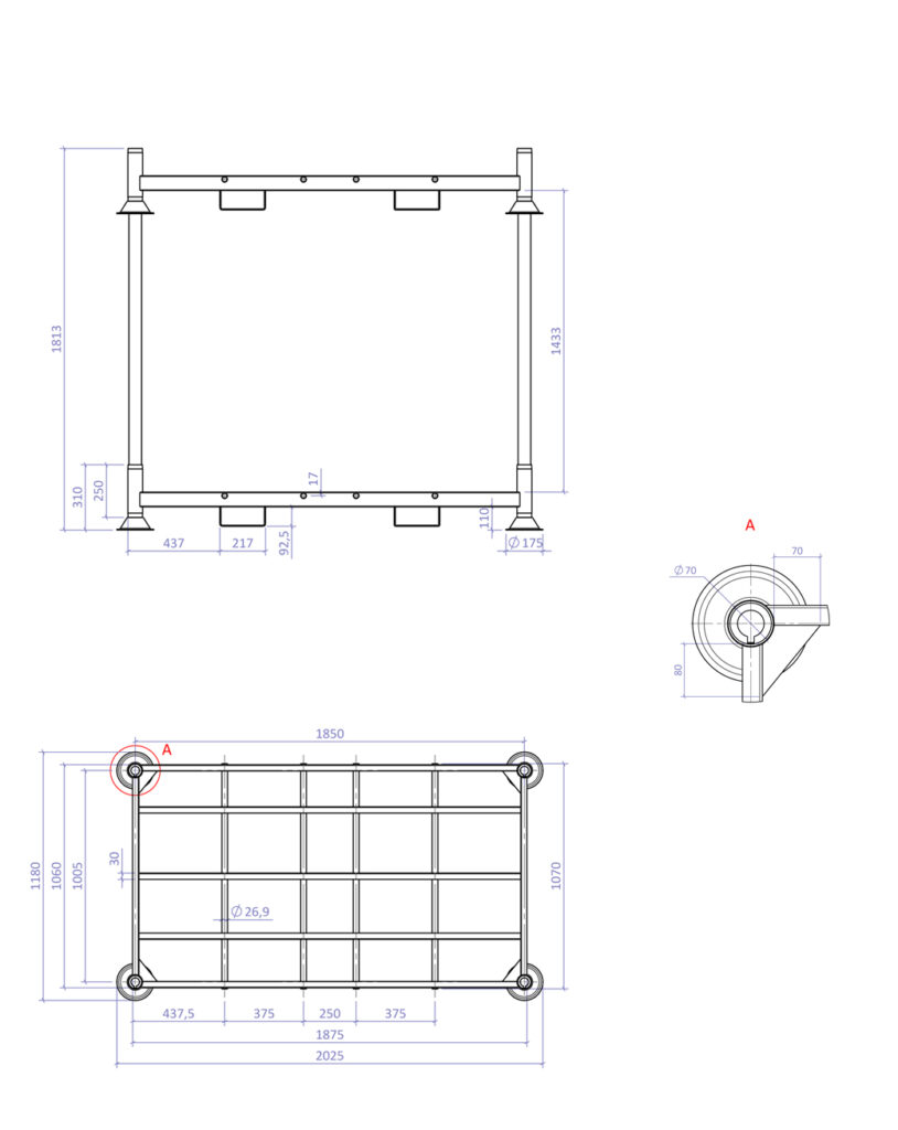 technical drawing of pallet